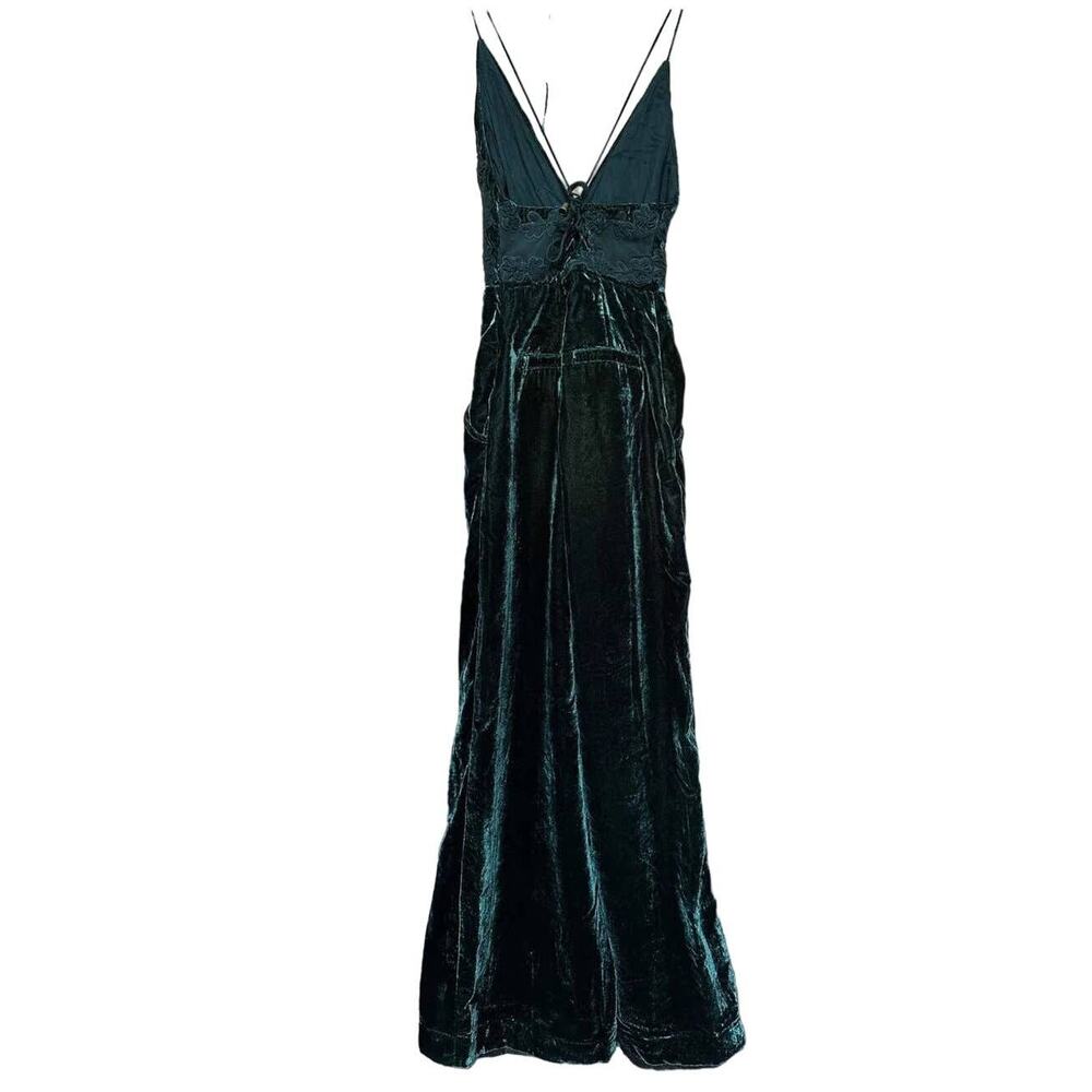New Free People Blake Velvet One Piece JUMPSUIT $225 SIZE 2 Green HOLIDAY PARTY - Picture 6 of 7
